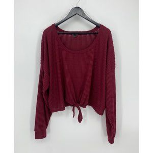 Curve Sense Long Sleeve Ribbed Front Knot Tie Top NEW size 4X